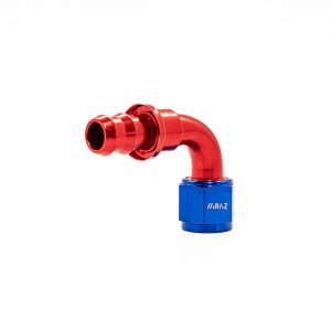 Racor Acople Simple 90º grados AN10 Rojo y Azul